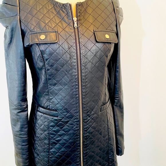 NWT Lambskin Quilted Leather Car Coat - Picture 1 of 12